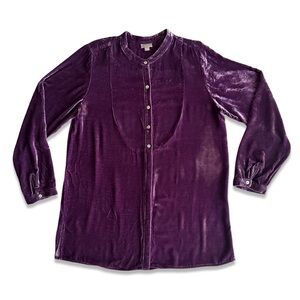 🏷️*Price Drop* J. Jill Purple Velvet Long Sleeve Tuxedo Tunic Size Medium